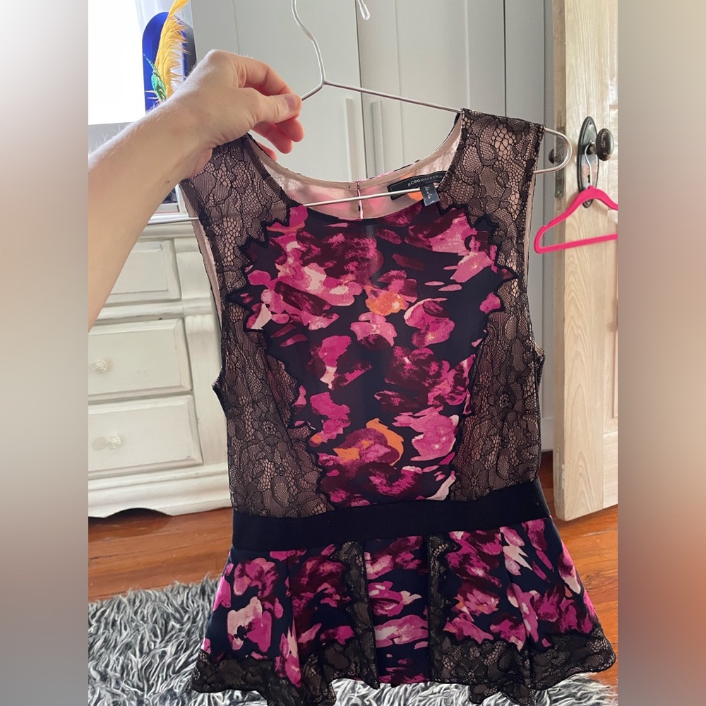 Bcbg maxazaria silk peplum blouse